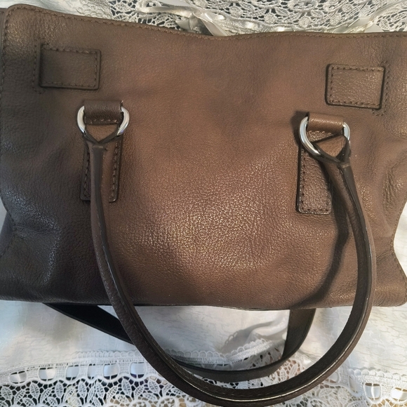 Michael Kors Hamilton Genuine Leather Brown Satchel Shoulder Bag - Picture 2 of 13